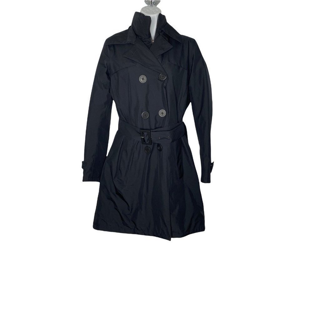 Herno Womens Laminar Trench Coat BlacK Double Breasted Belted Zip Pockets 4 New